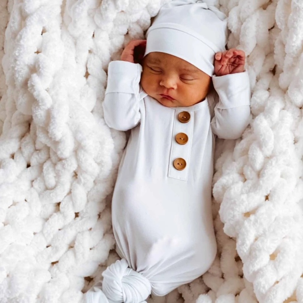 Caden Lane knotted gown newborn white